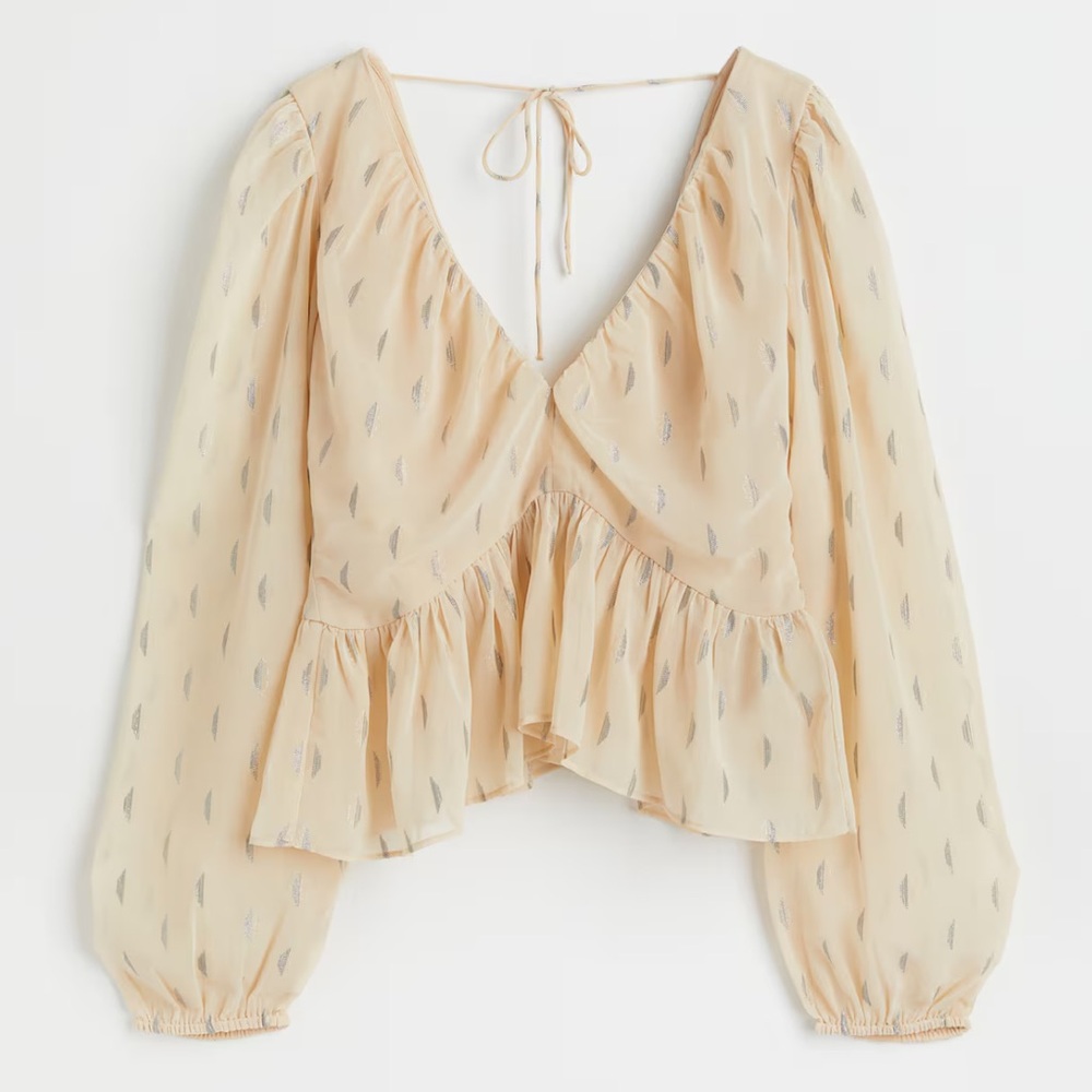 H&M Jacquard Peplum Blouse
